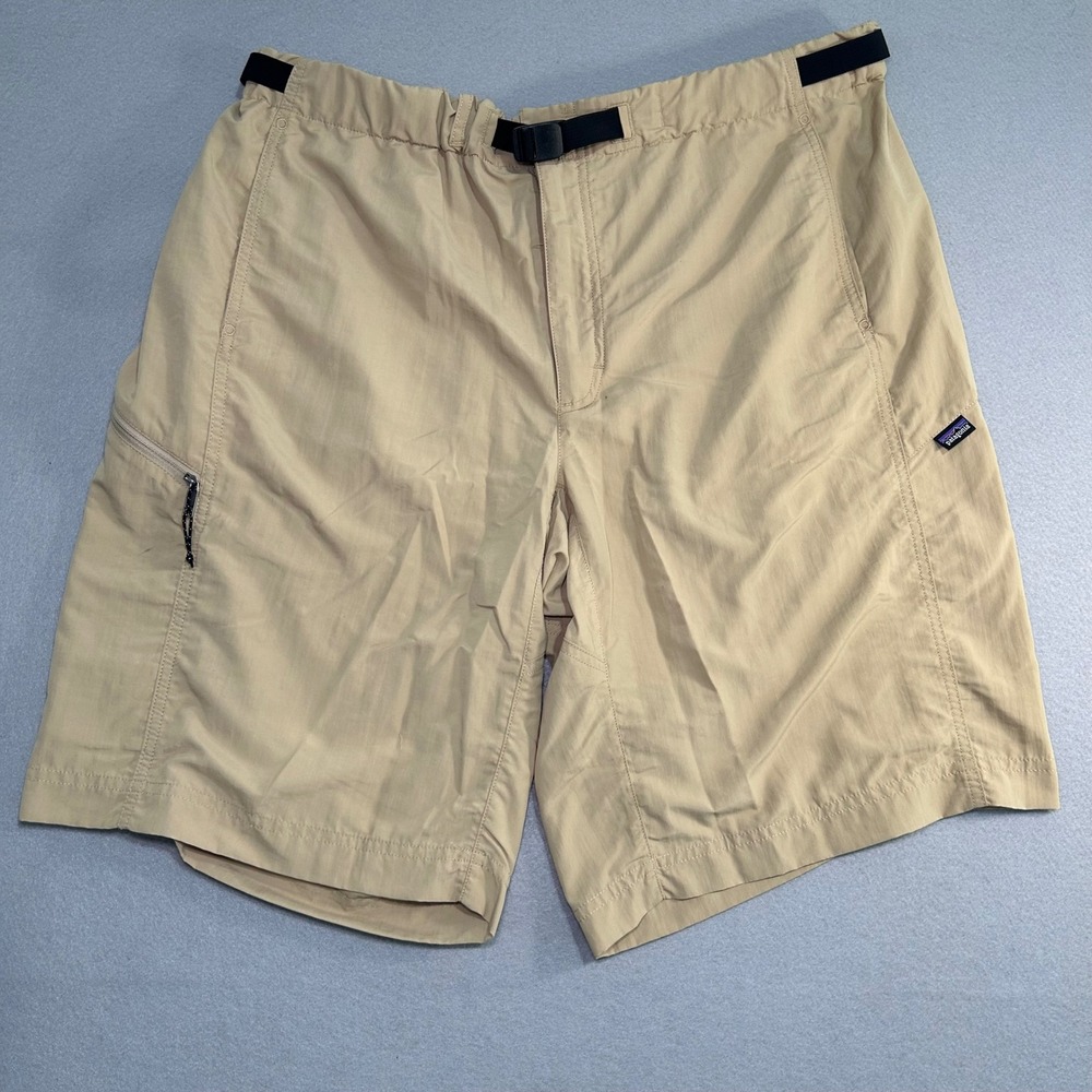 Patagonia GI III Belted Hiking Shorts Mens XL Tan Integrated Belt Nylon Outdoor
